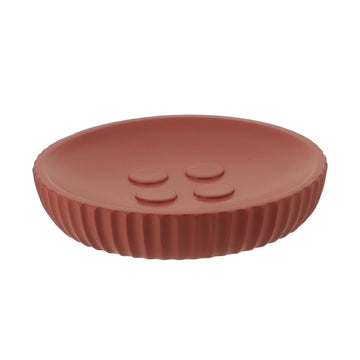 Săpunieră Rotundă din Polirezină cu Motif Linii - Terracota