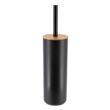 Perie WC cu Capac din Bambus și Receptacol Plastic Negru - Negru/Bambus