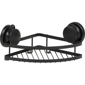 Coș Colțar din Metal cu Ventuze - Negru Mat
