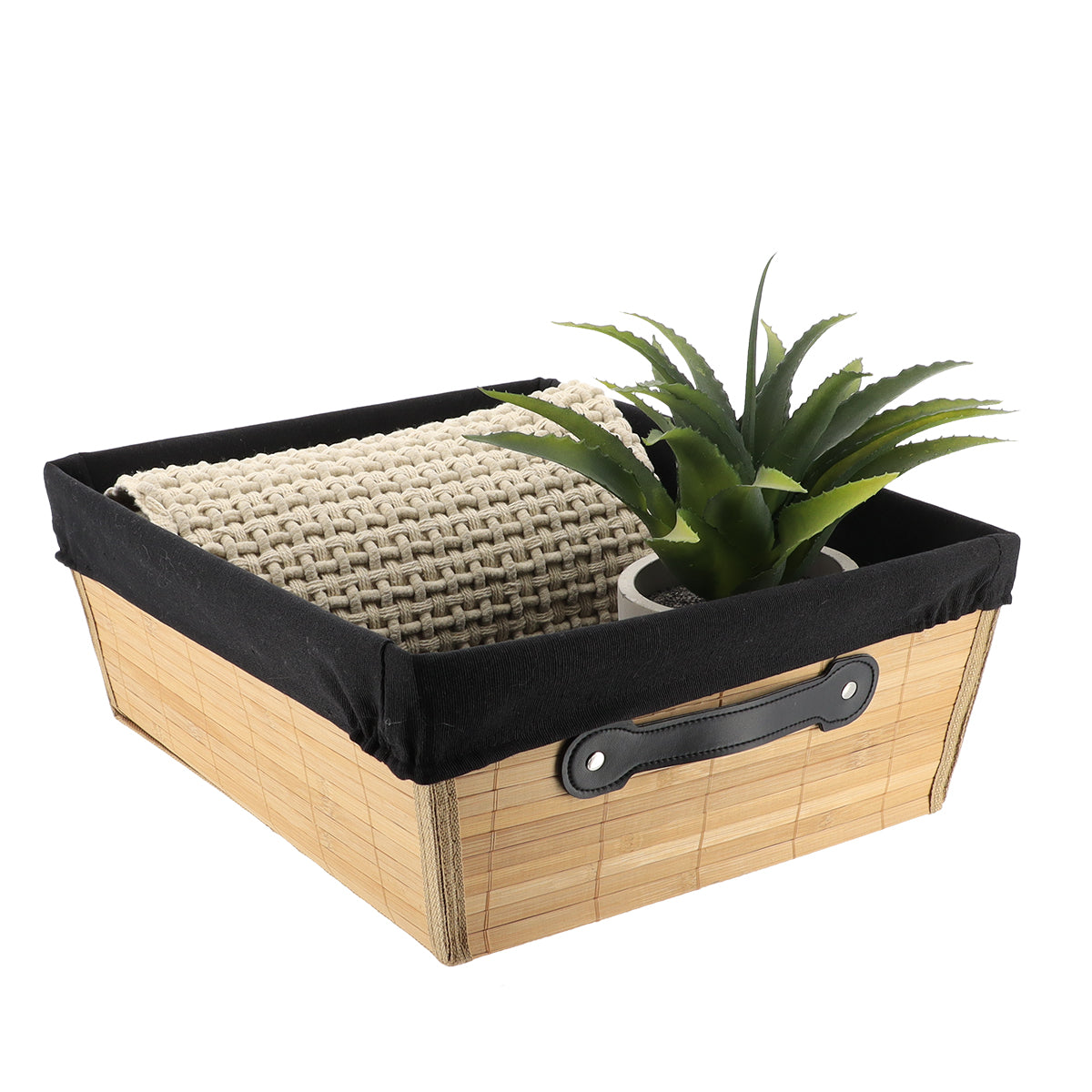 Coș Depozitare Bambus 32,5x40x15 cm - Bambus/Negru