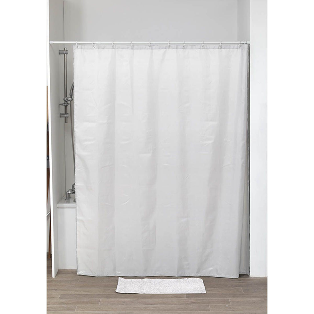 Cortină de Duș din Poliester 180x200 cm cu 12 Inele PP - Alb