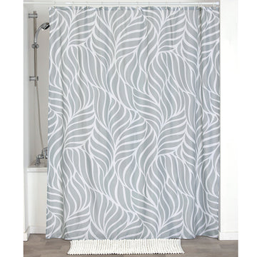 Cortină de Duș 100% Poliéster 180x200 cm cu 12 Inele PP Albe - Imagine