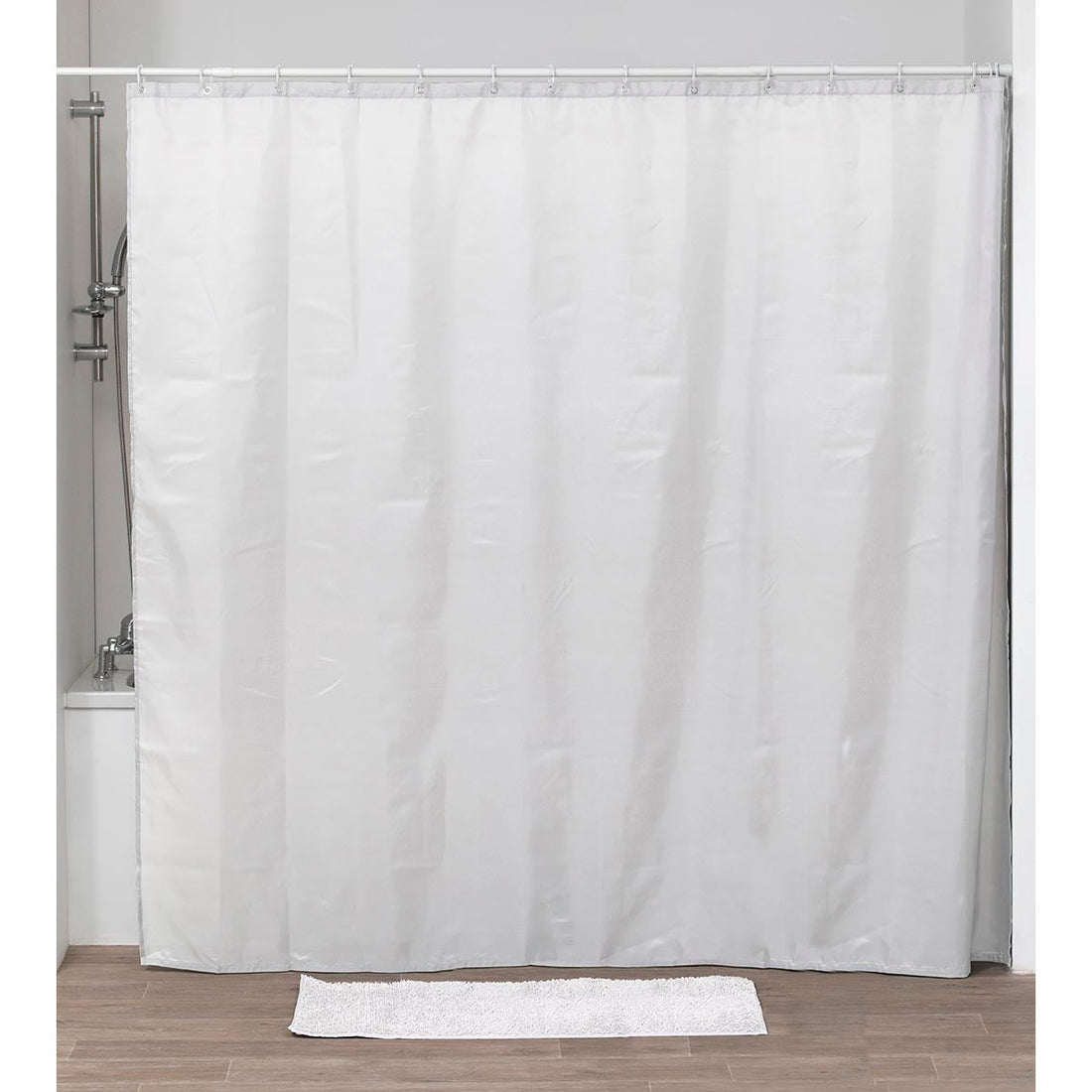 Cortină de Duș din Poliester 240x200 cm cu 16 Inele PP - Alb