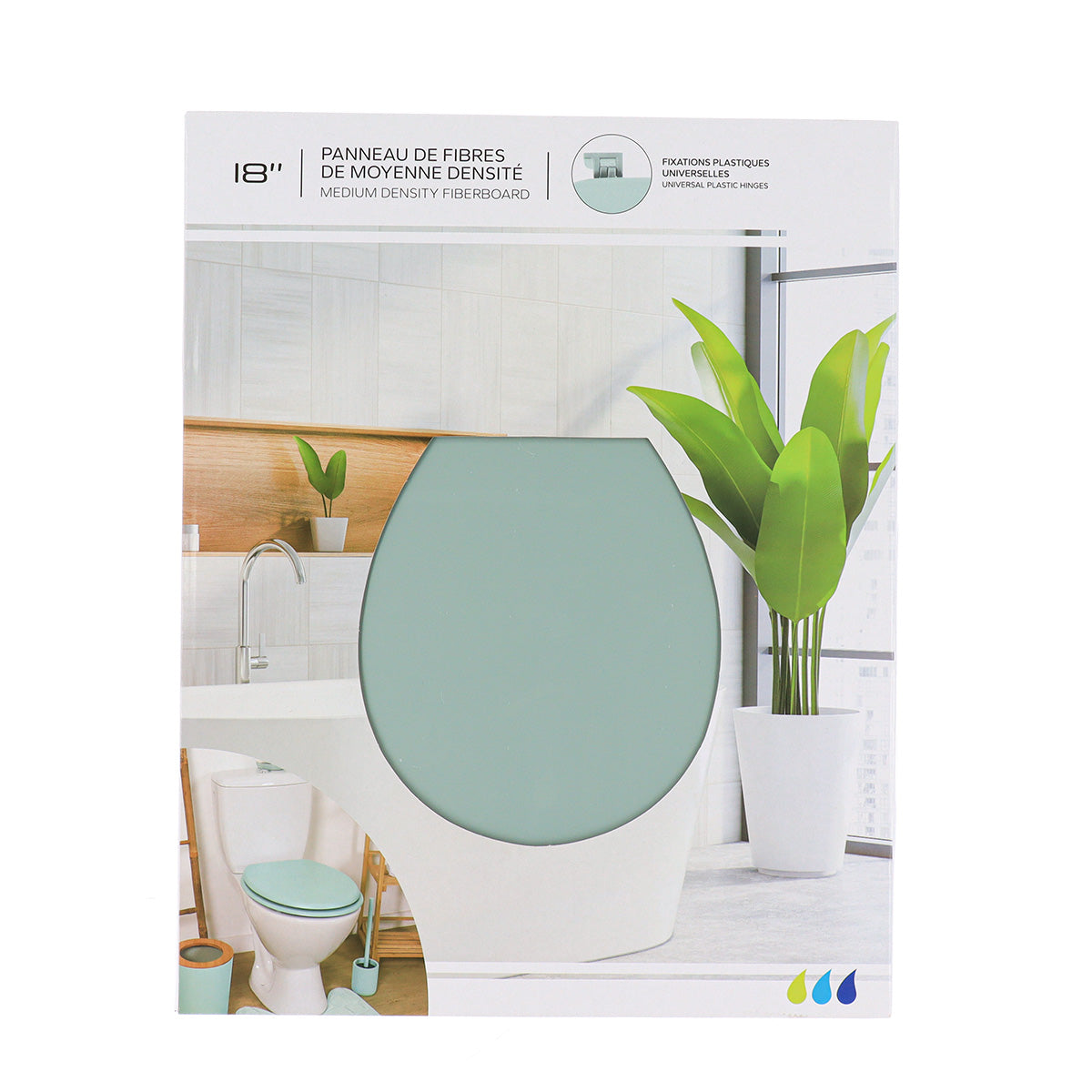 Capac Toaletă MDF 18 Inch cu Balamale din Plastic – Verde Migdală