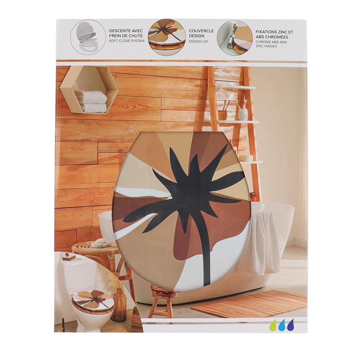 Capac Toaletă MDF 18 Inch cu Balamale din Oțel Inoxidabil și Sistem de Închidere Lentă – Natural Simplicity