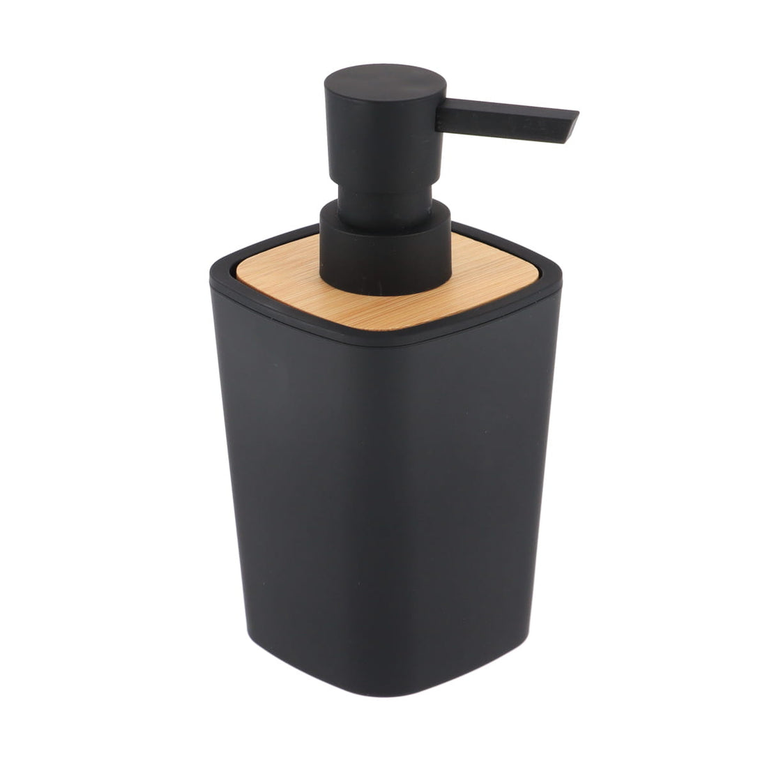 Dispenser pentru Săpun din Cauciuc + ABS și Bambus 380 ml - Negru