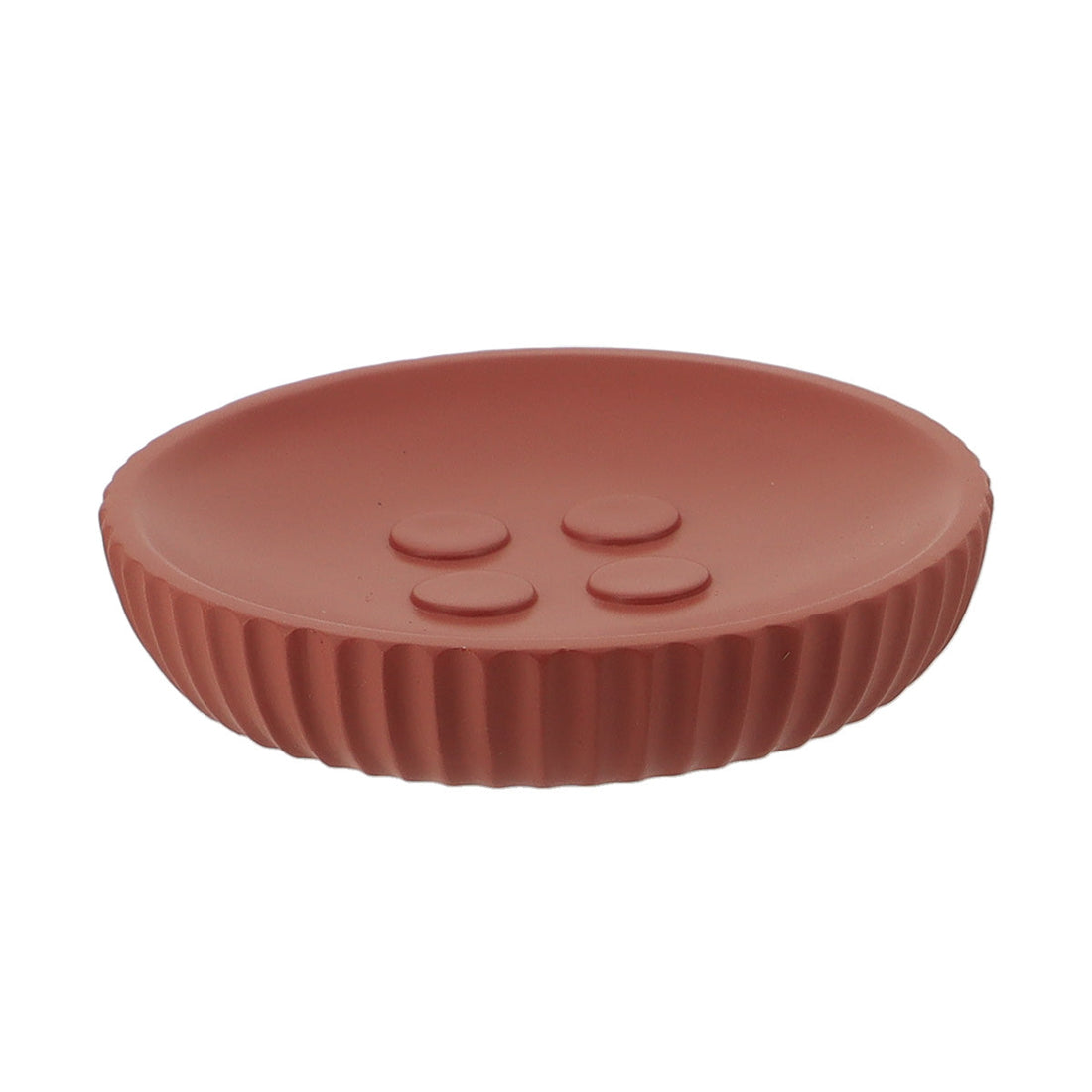 Săpunieră Rotundă din Polirezină cu Motif Linii - Terracota