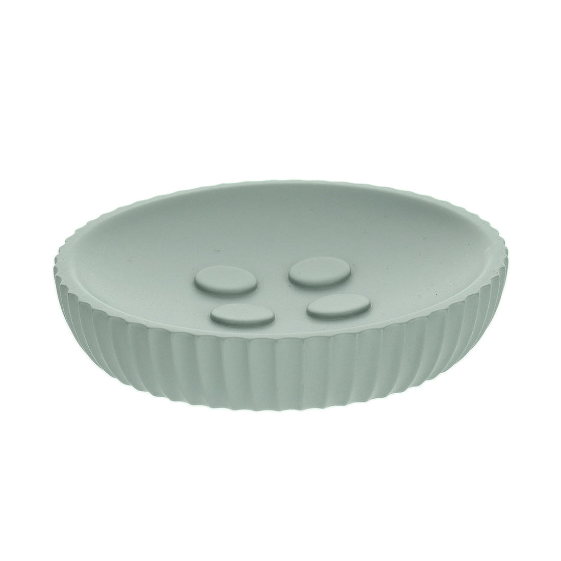 Săpunieră Rotundă din Polirezină cu Motif Linii - Verde Eucalipt