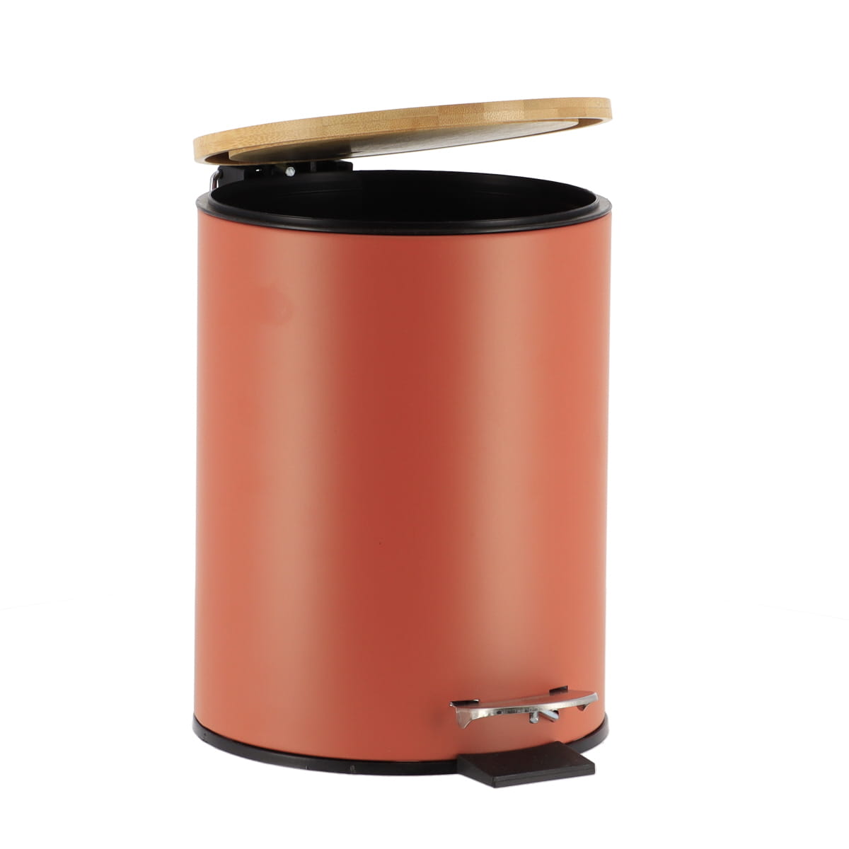Coș De Gunoi Metalic Cu Închidere Lentă 3L - Terracotta/Bambus