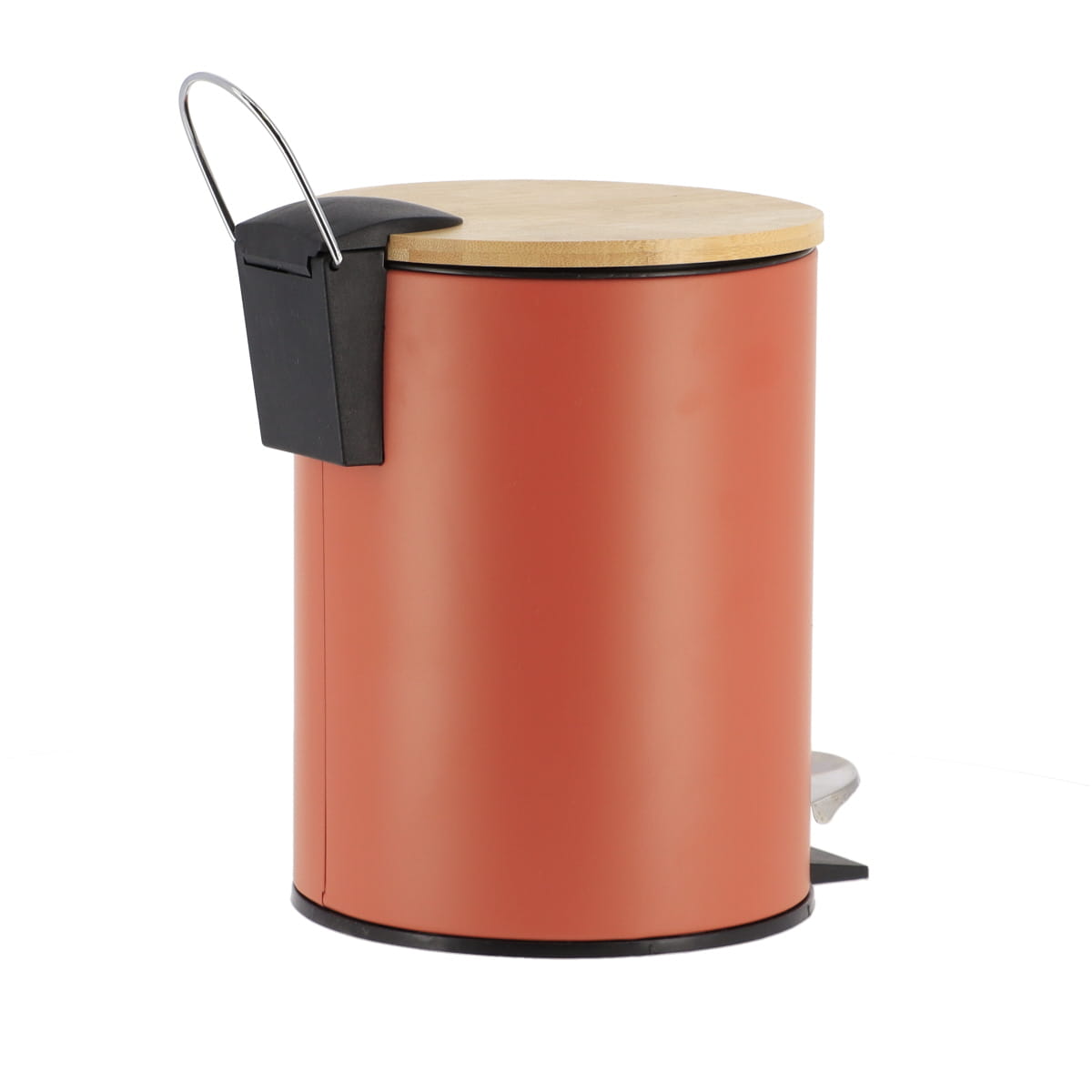 Coș De Gunoi Metalic Cu Închidere Lentă 3L - Terracotta/Bambus