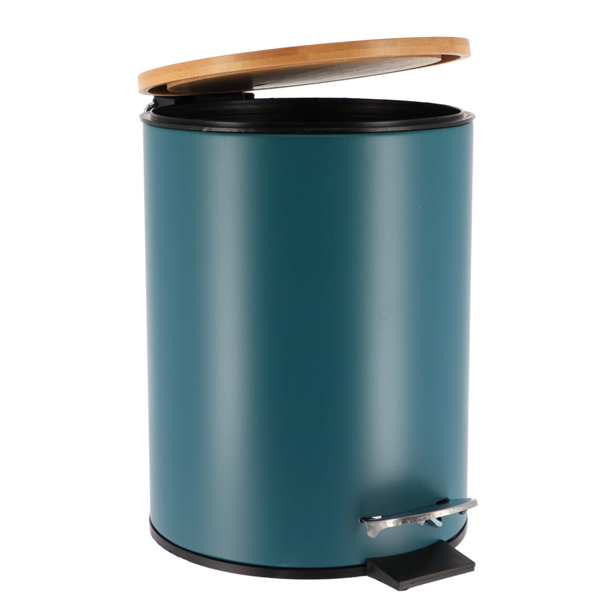 Coș De Gunoi Metalic Cu Închidere Lentă 3L - Verde Imperial/Bambus