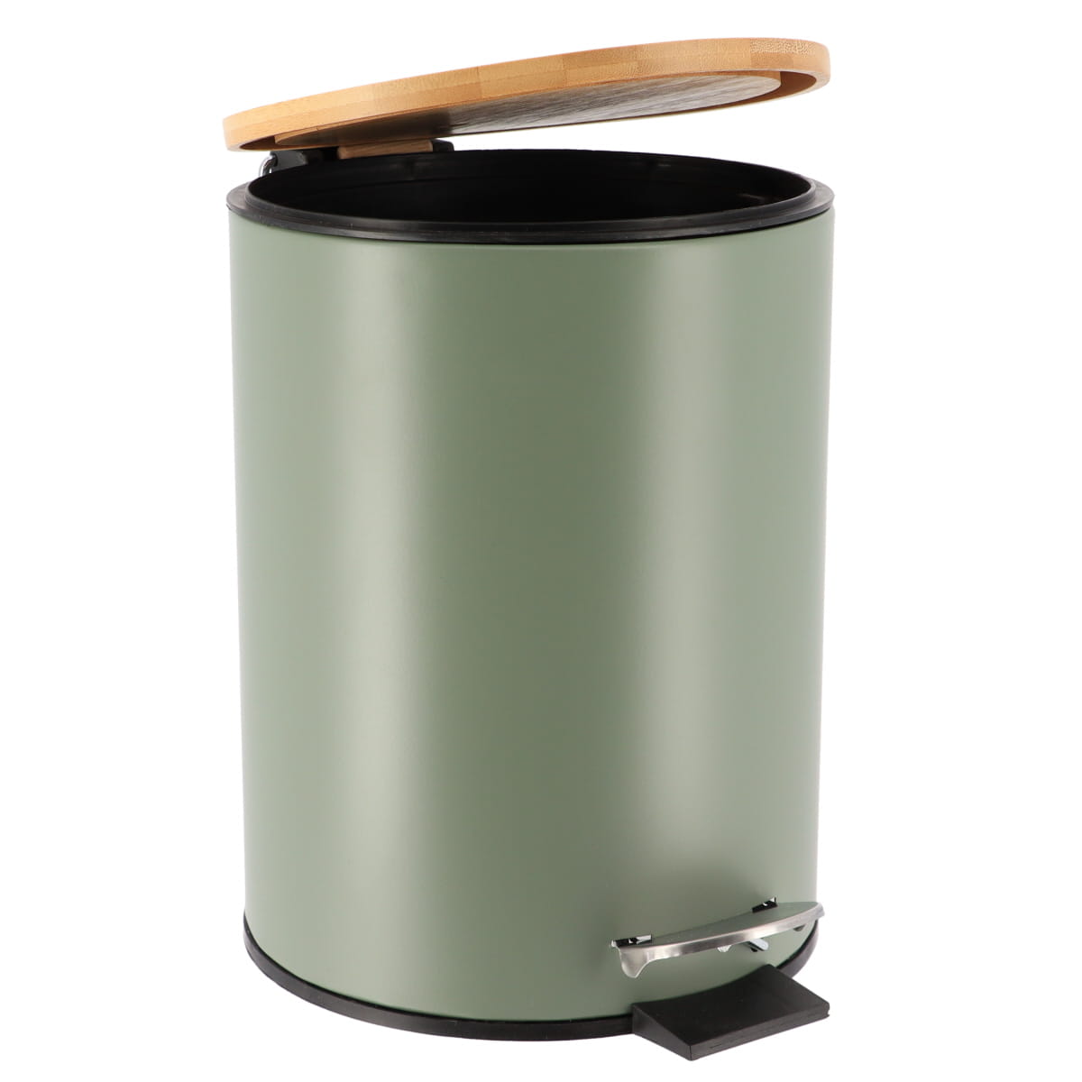 Coș De Gunoi Metalic Cu Închidere Lentă 3L - Khaki/Bambus