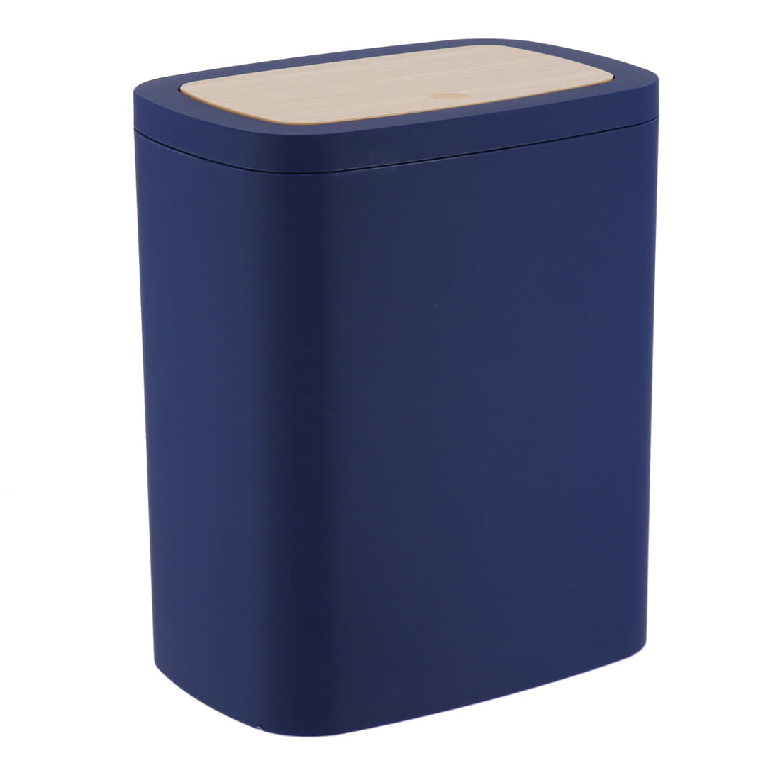 Coș de Gunoi din Cauciuc și ABS cu Efect Bambus PVC 5L - Albastru Marin