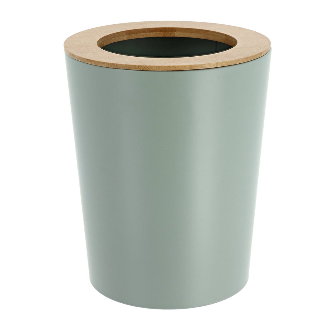 Coș de Gunoi Metalic cu Capac Perforat din Bambus 5L - Verde Eucalipt/Bambus