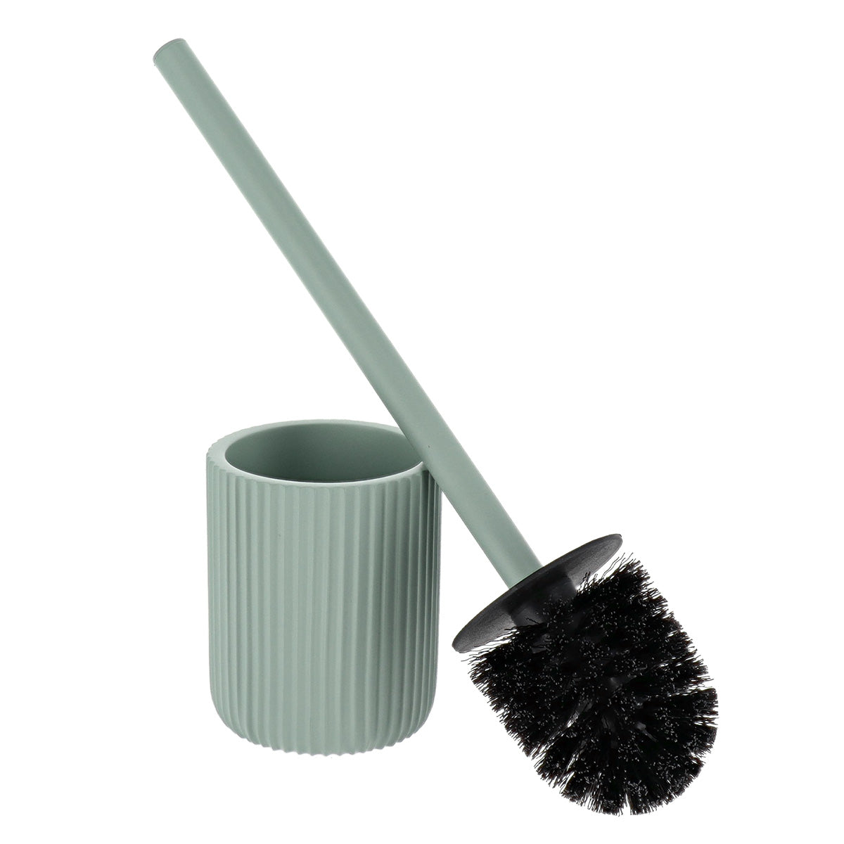 Perie WC din Polirezină cu Motif Linii - Verde Eucalipt