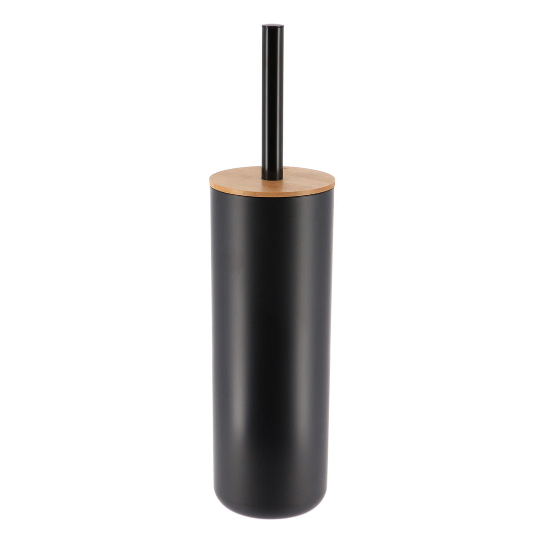 Perie WC cu Capac din Bambus și Receptacol Plastic Negru - Negru/Bambus