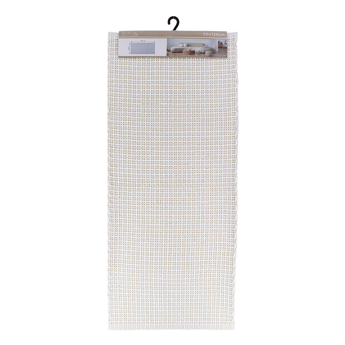 Covor Împletit din Bumbac/Poliester 50x120 cm - Alb/IVORY