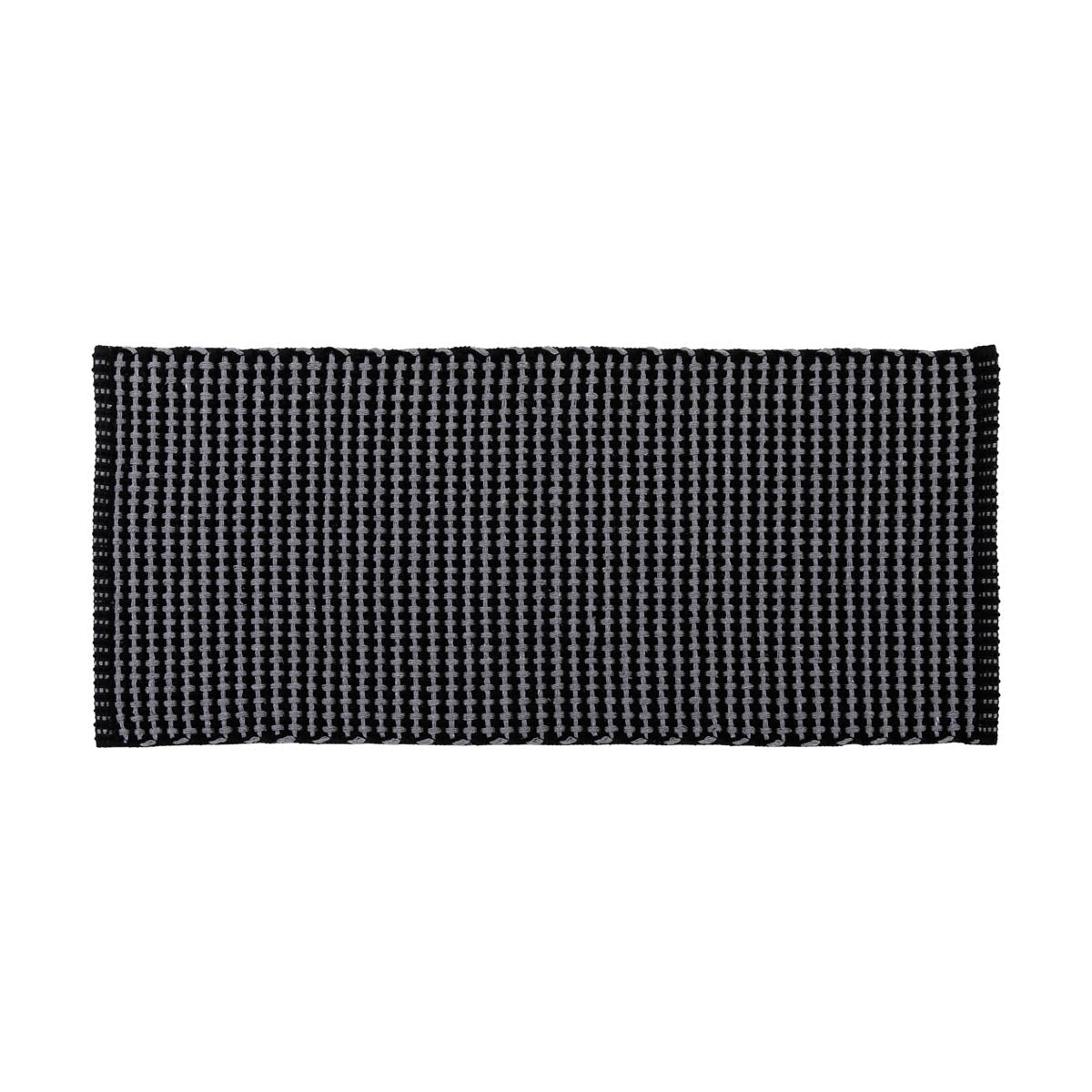 Covor Împletit din Bumbac/Poliester 50x120 cm - Gri Antracit/Negru