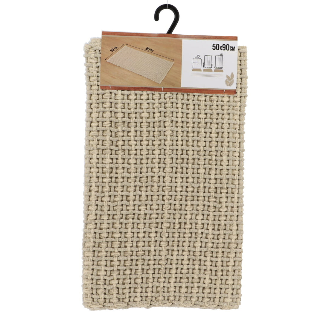 Covor Împletit Mimetism din Bumbac/Poliester 50x90 cm - Bej
