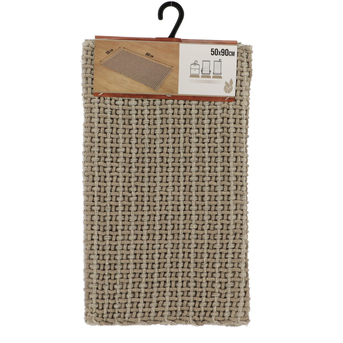 Covor Împletit Mimetism din Bumbac/Poliester 50x90 cm - Taupe