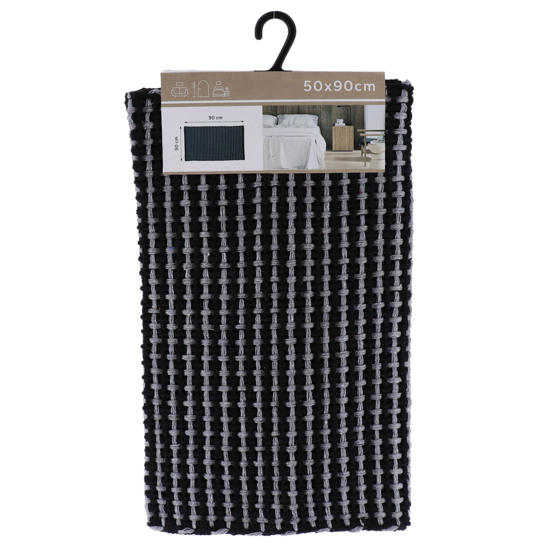 Covor Împletit din Bumbac/Poliester 50x90 cm - Gri Antracit