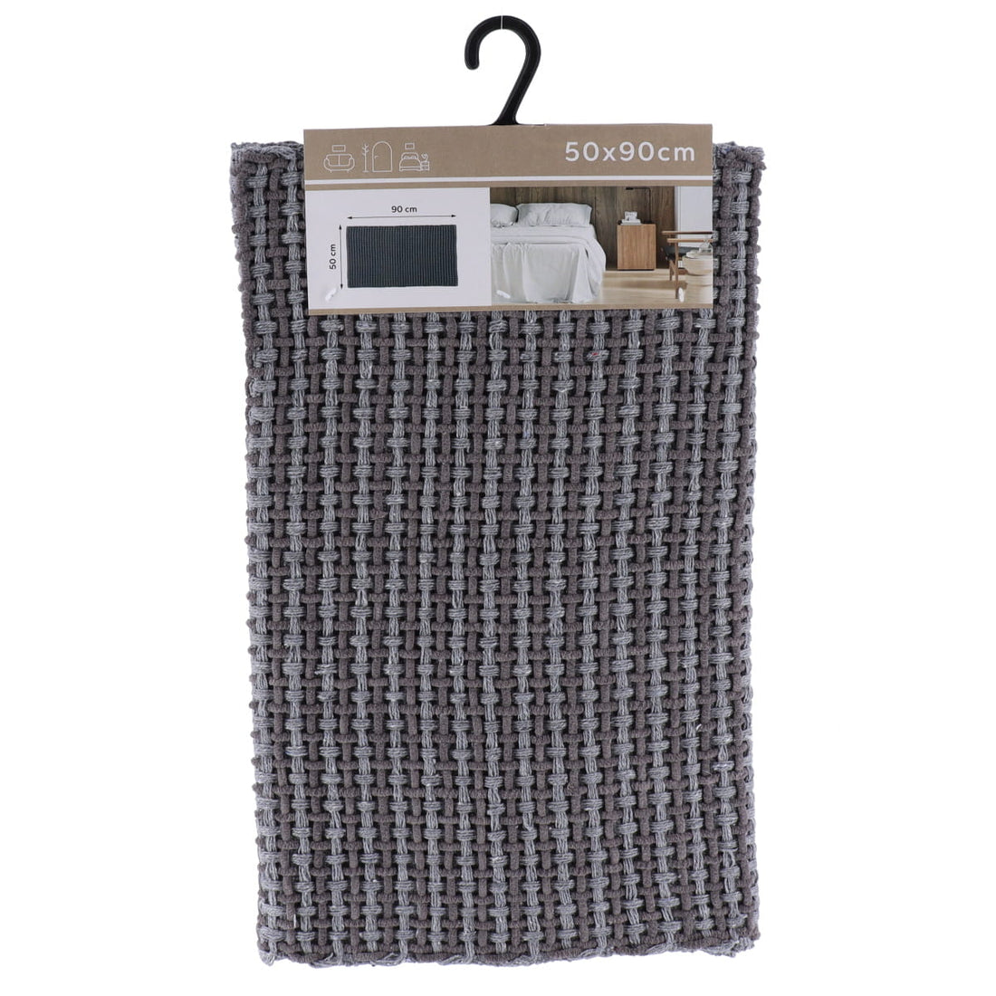 Covor Împletit din Bumbac/Poliester 50x90 cm - Gri Deschis