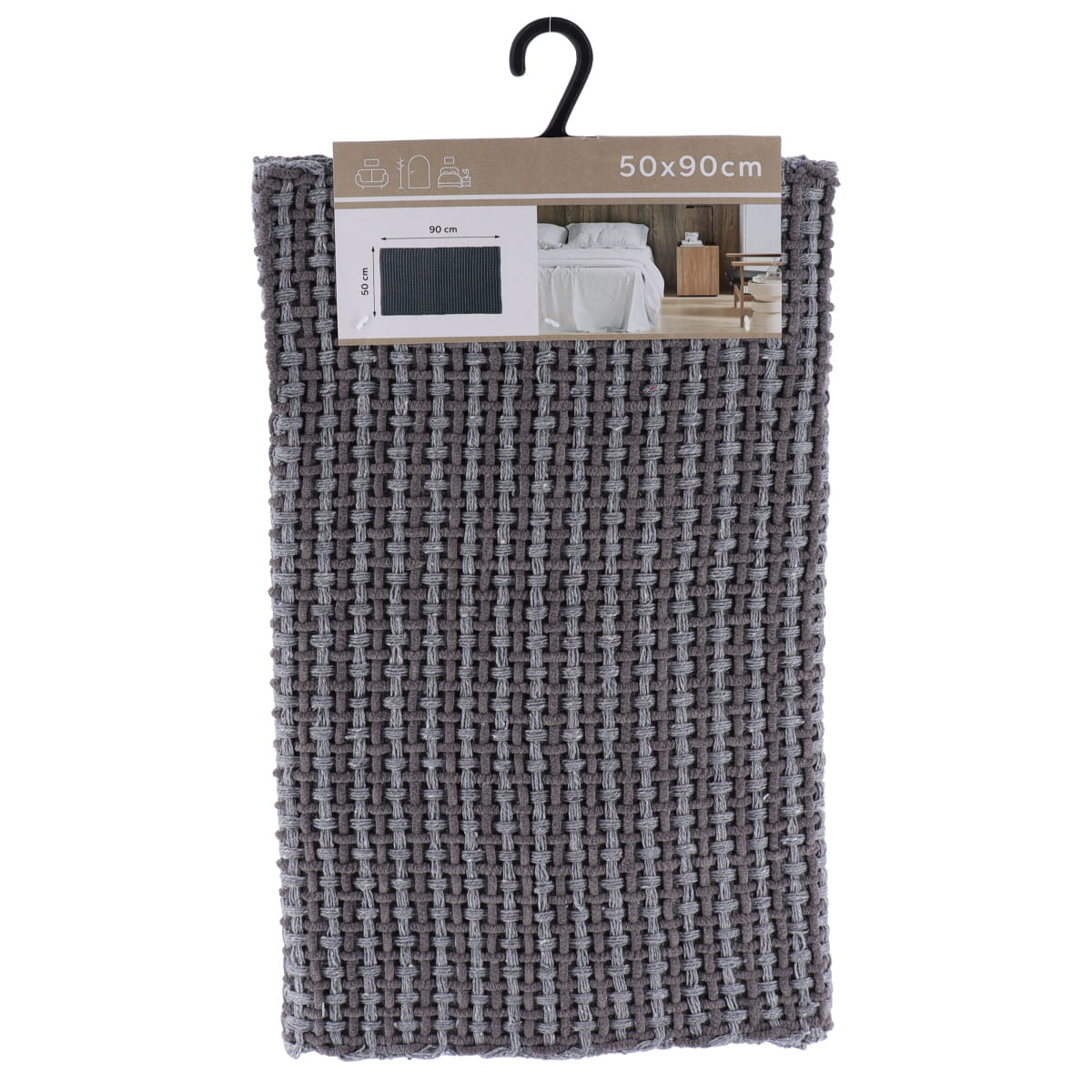Covor Împletit din Bumbac/Poliester 50x90 cm - Gri Deschis