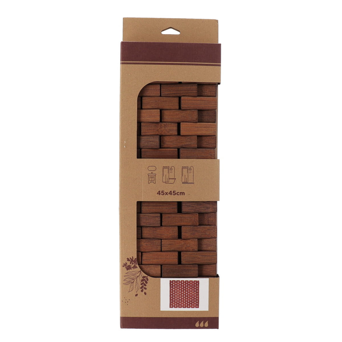 Placă Antiderapantă din Bambus 45x45 CM – Maro Natural