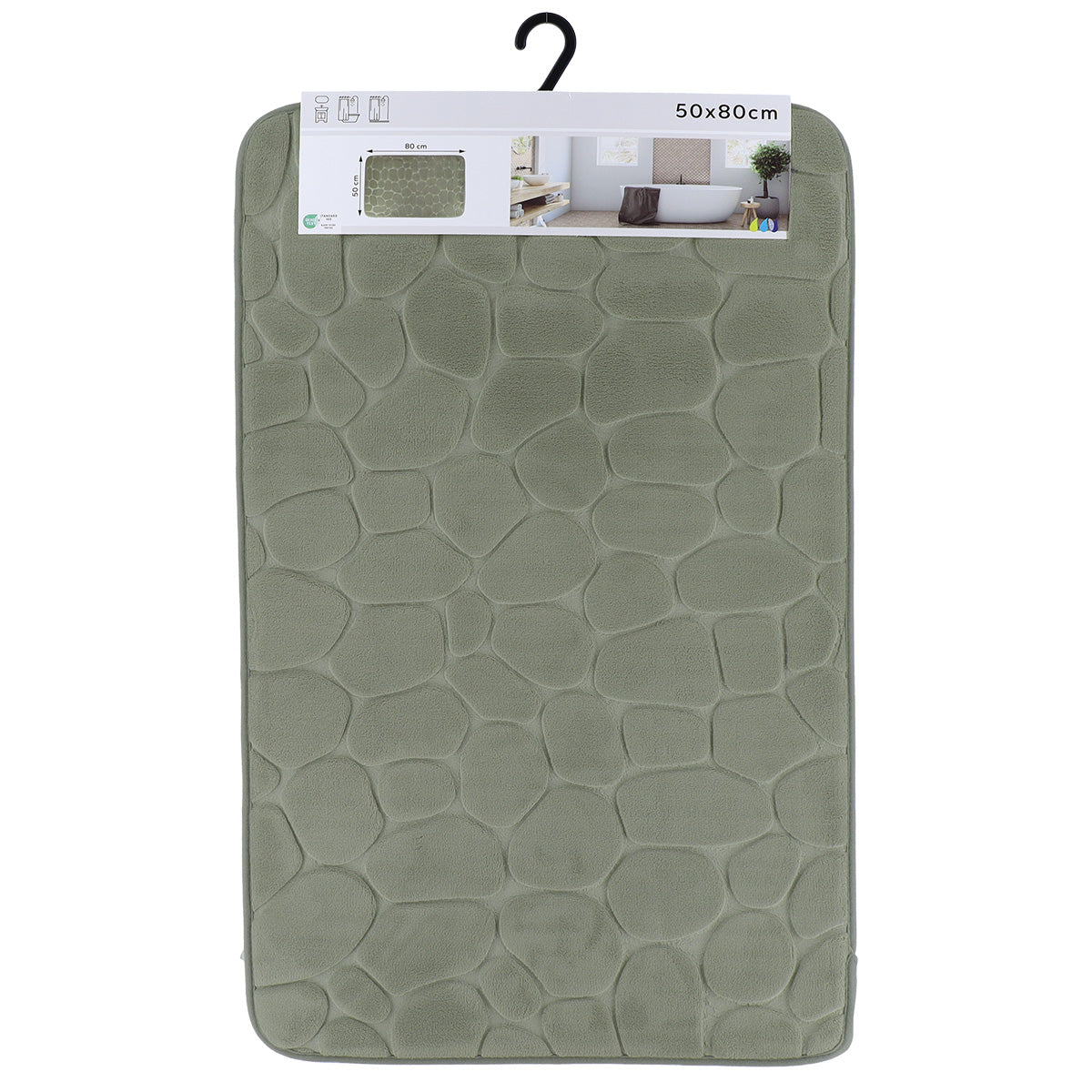 Covor din Microfibră cu Memorie Pebble 50x80 cm - Kaki