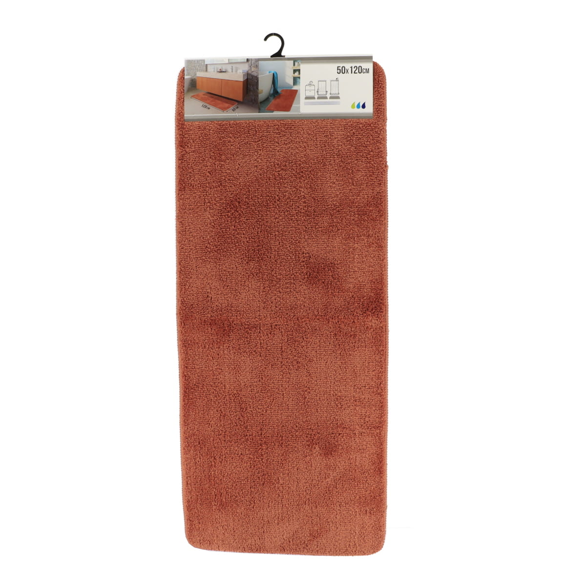 Covor Microfibră pentru Baie cu Două Chiuvete 50x120 cm - Cu Acoperire din Latex - Cupru