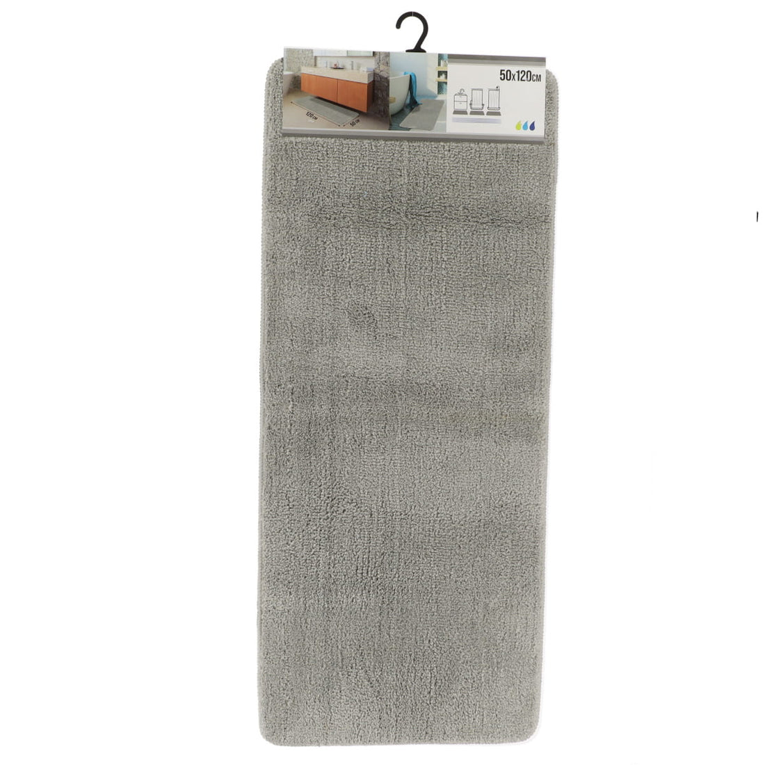 Covor Microfibră pentru Baie 50x120 cm - Cu Acoperire din Latex - Gri Deschis