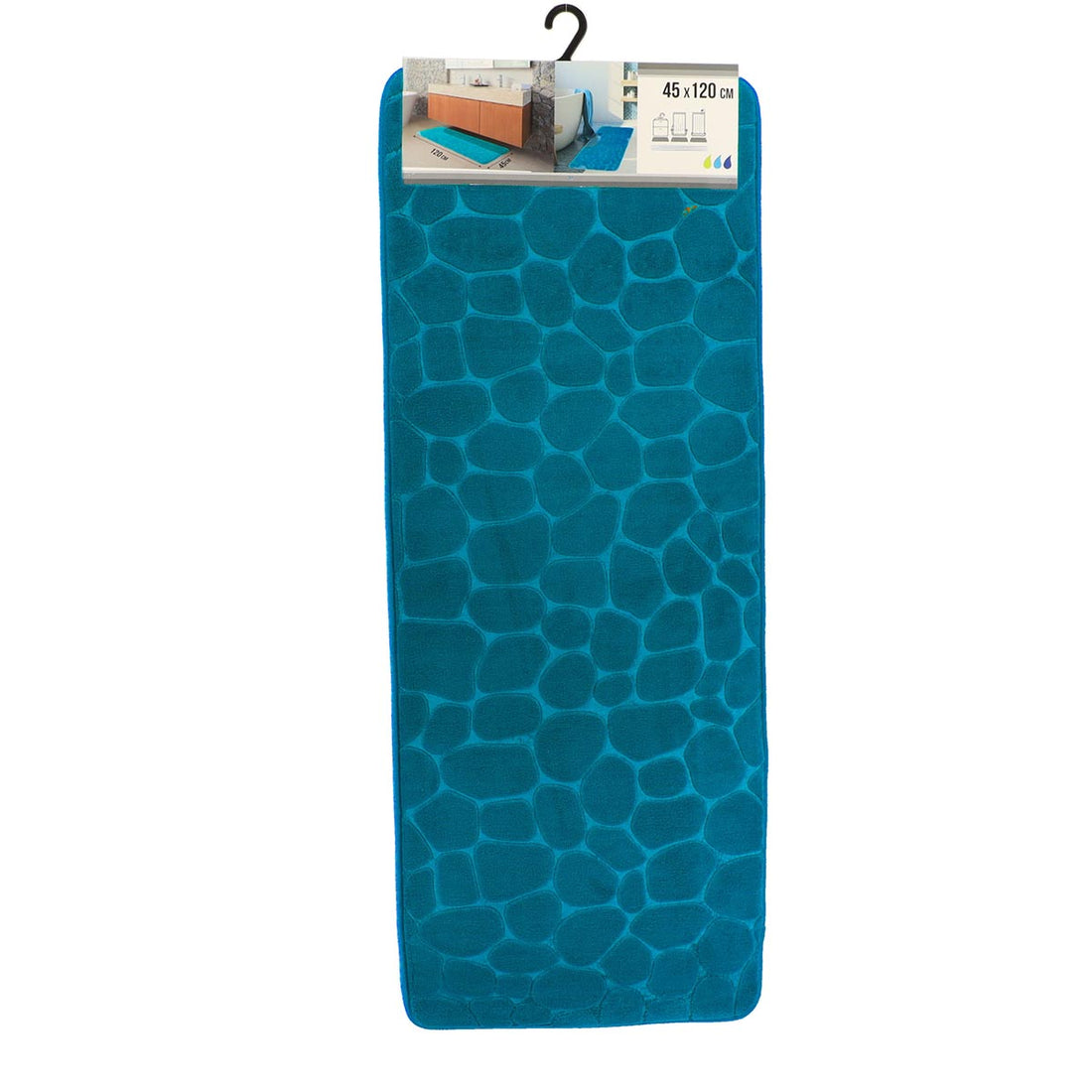 Covor din Microfibră cu Memorie Pebble 45x120 cm - Albastru Paun