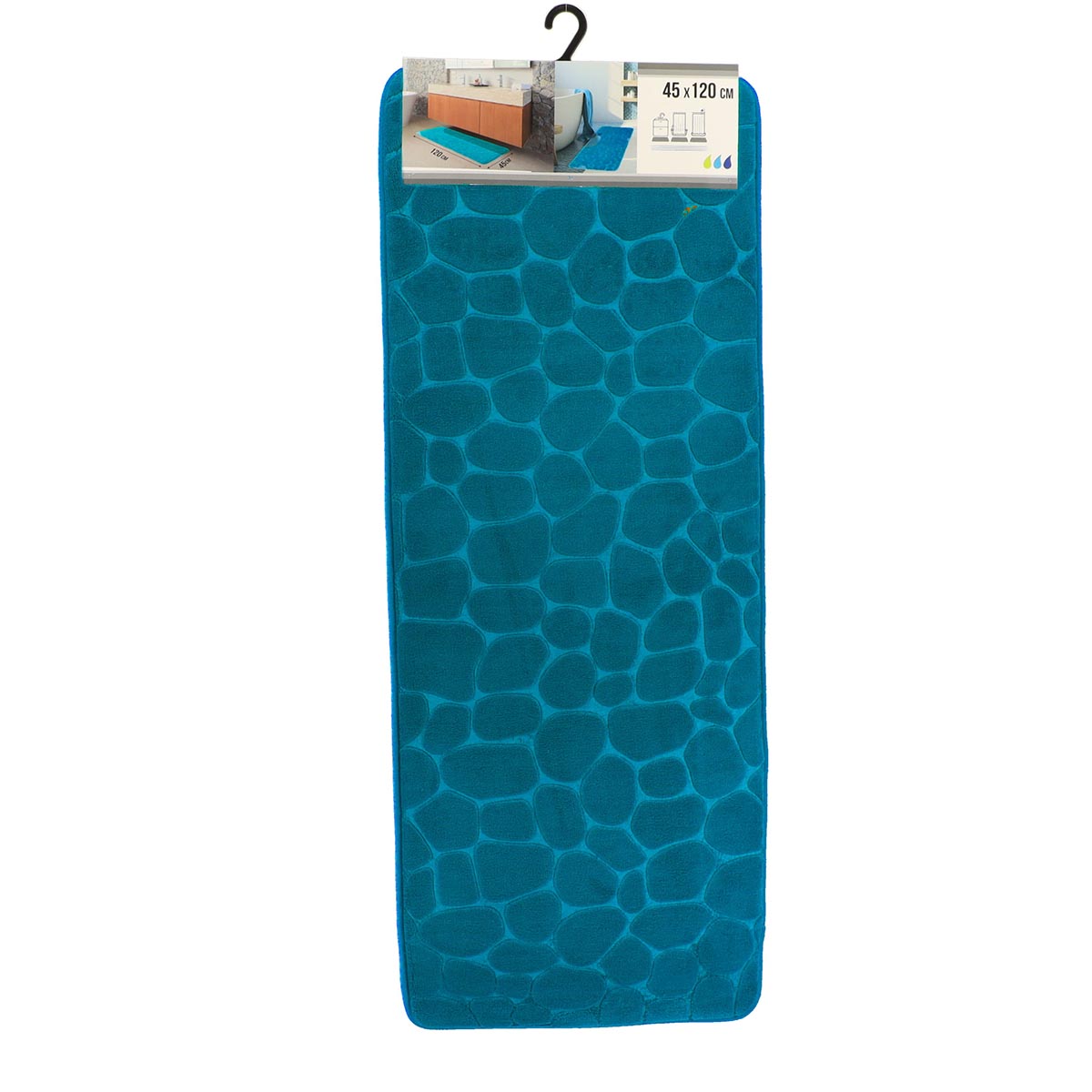 Covor din Microfibră cu Memorie Pebble 45x120 cm - Albastru Paun