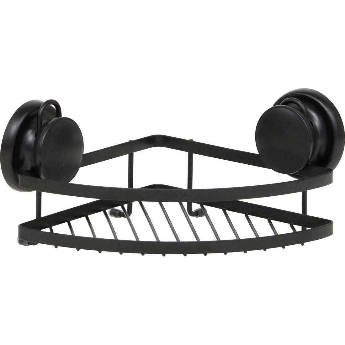 Coș Colțar din Metal cu Ventuze - Negru Mat