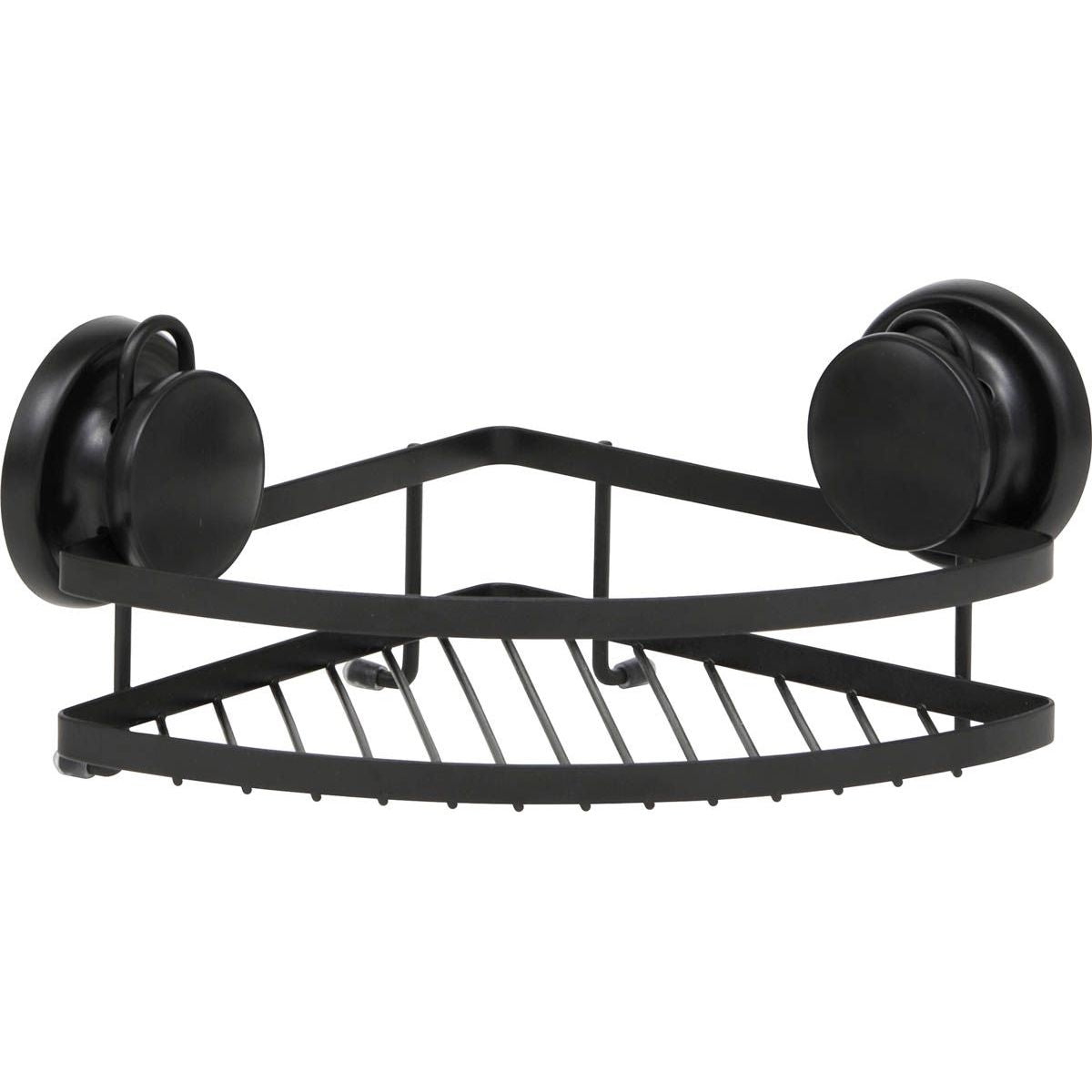 Coș Colțar din Metal cu Ventuze - Negru Mat