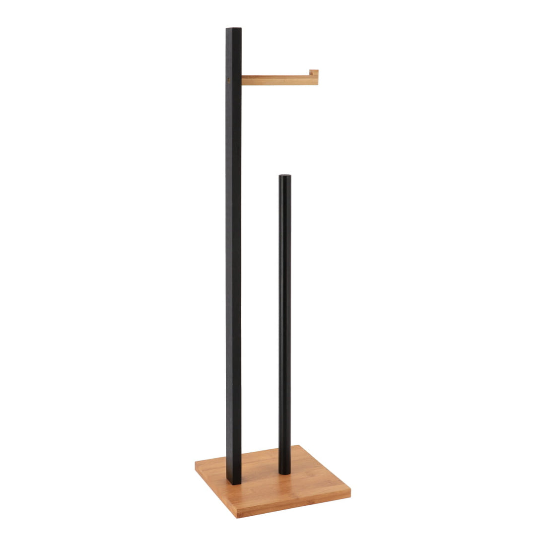Suport și Dispenser pentru Hârtie Igienică din Bambus – Negru/Natural