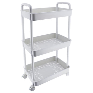 Mobilier PP pe Roți cu 3 Coșuri - Alb
