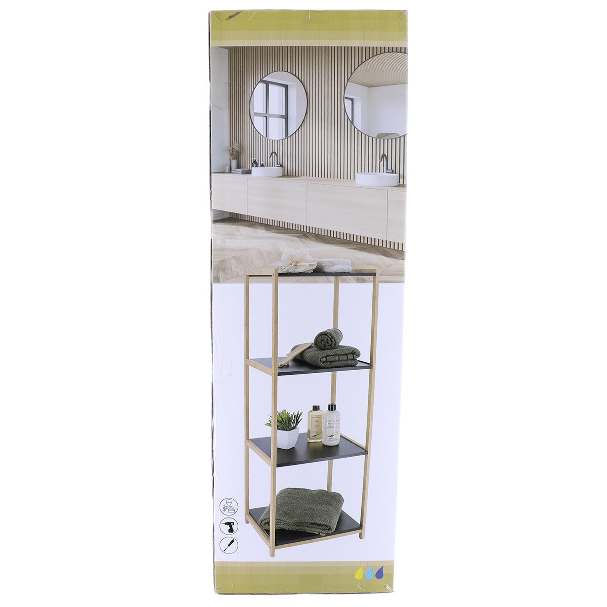 Mobilier din bambus cu 4 rafturi negre din MDF - Bambus/Negru