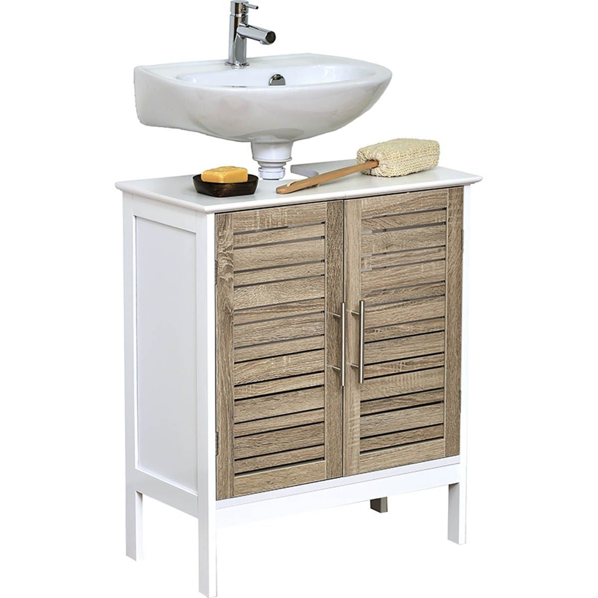 Cabinet De Chiuvetă Din MDF Cu 2 Uși + 1 Raft Interior - Stockholm