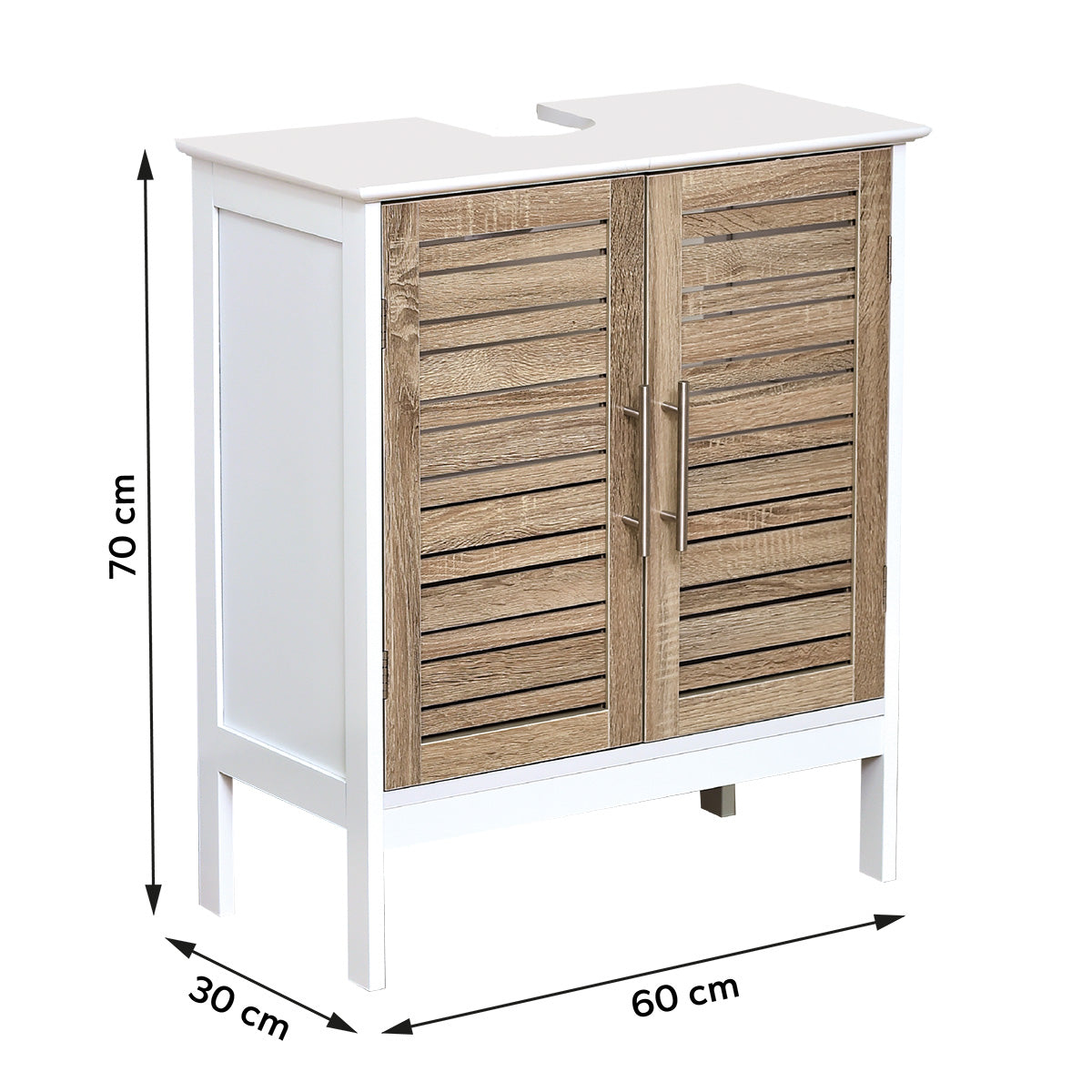 Cabinet De Chiuvetă Din MDF Cu 2 Uși + 1 Raft Interior - Stockholm