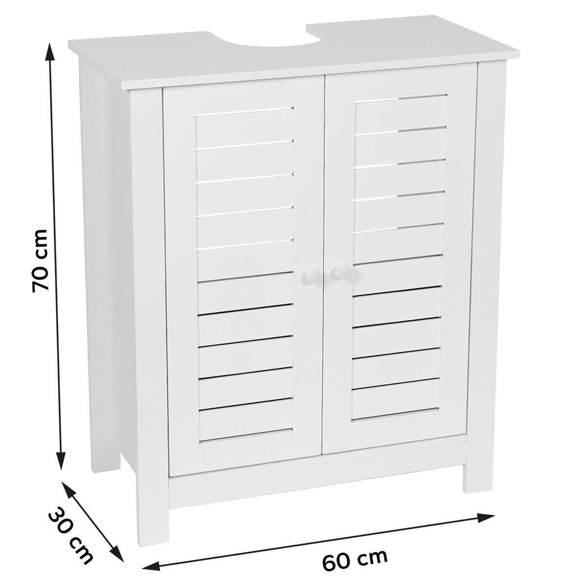 Cabinet De Chiuvetă Din MDF Cu 2 Uși + 1 Raft Interior - Santorin