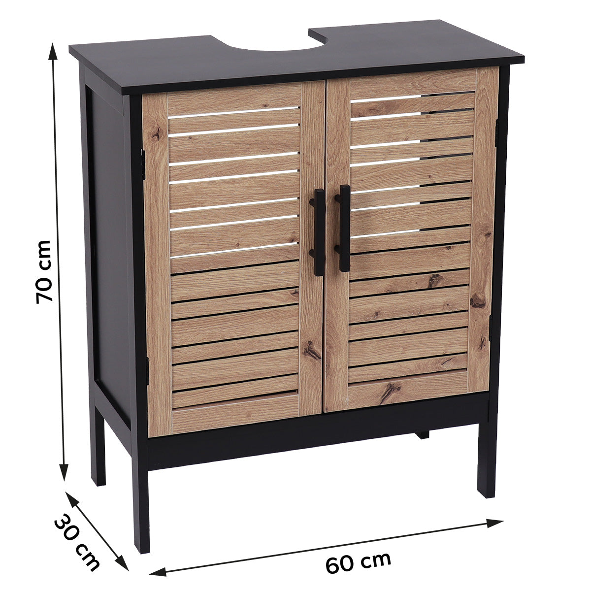 Cabinet De Chiuvetă Din MDF Cu 2 Uși + 1 Raft Interior - Bergen