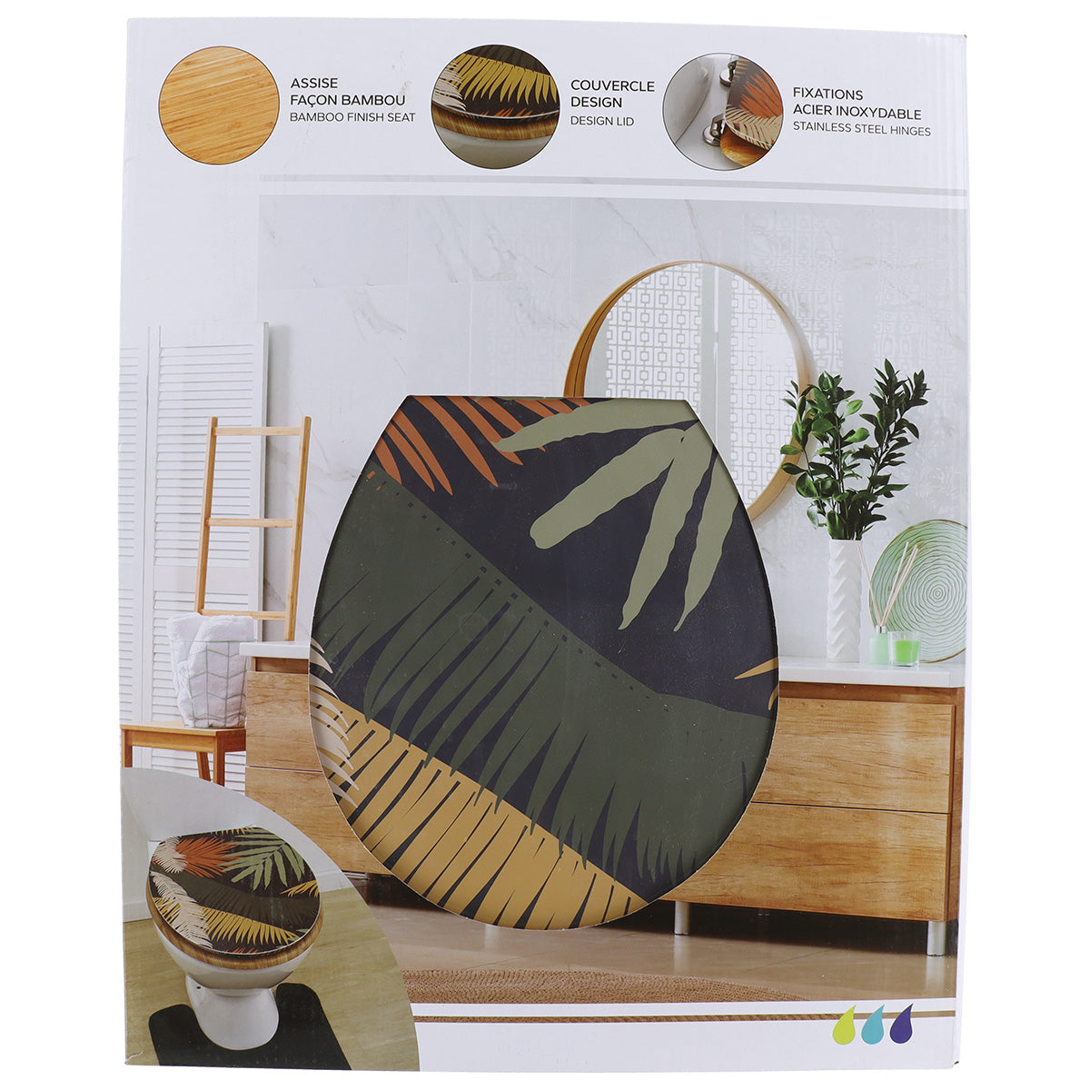 Capac WC din MDF cu Balamale Inox – Exotic Garden cu Imprimeu Bambus