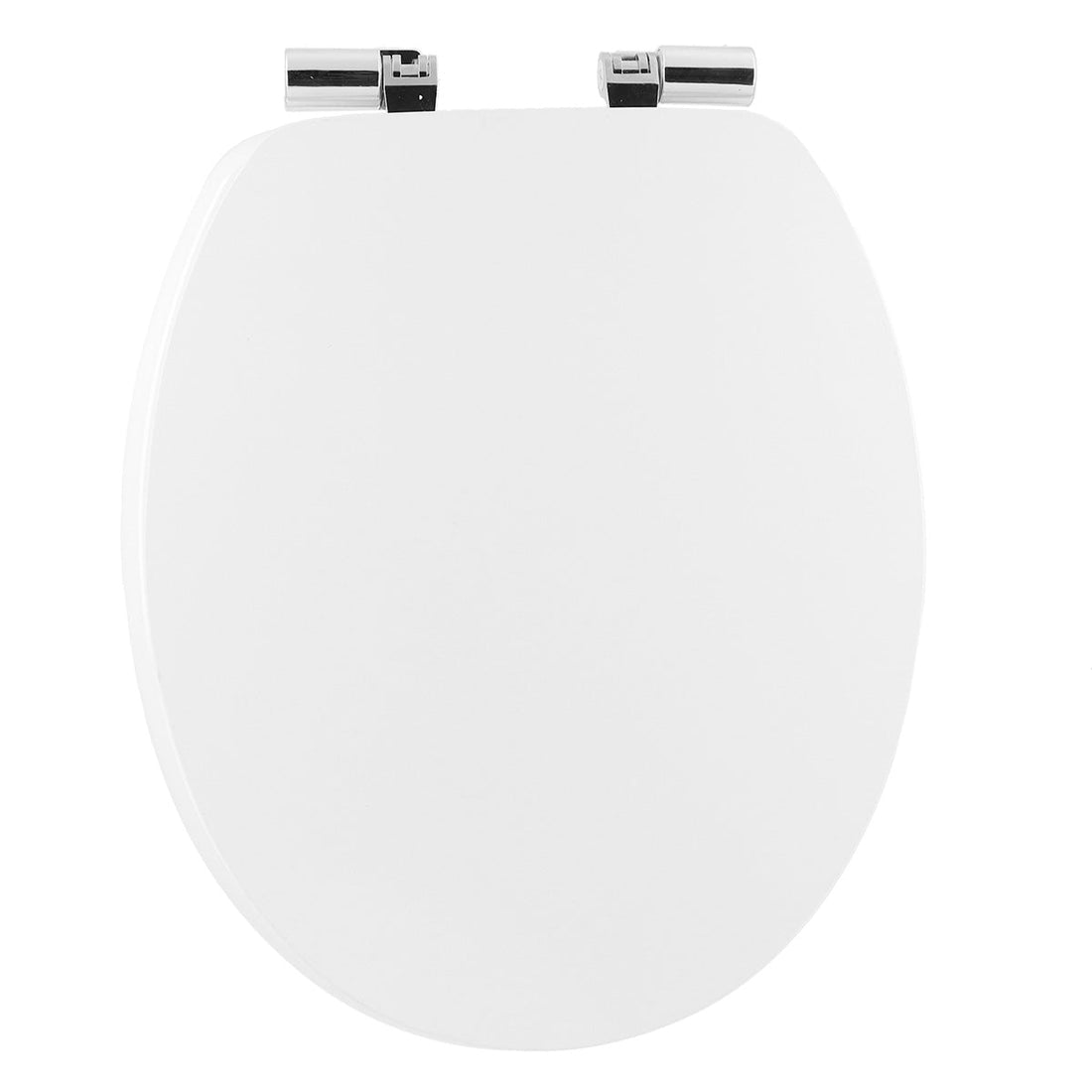 Capac Toaletă MDF 18 Inch cu Balamale ABS Cromate și Sistem de Închidere Lentă – Alb