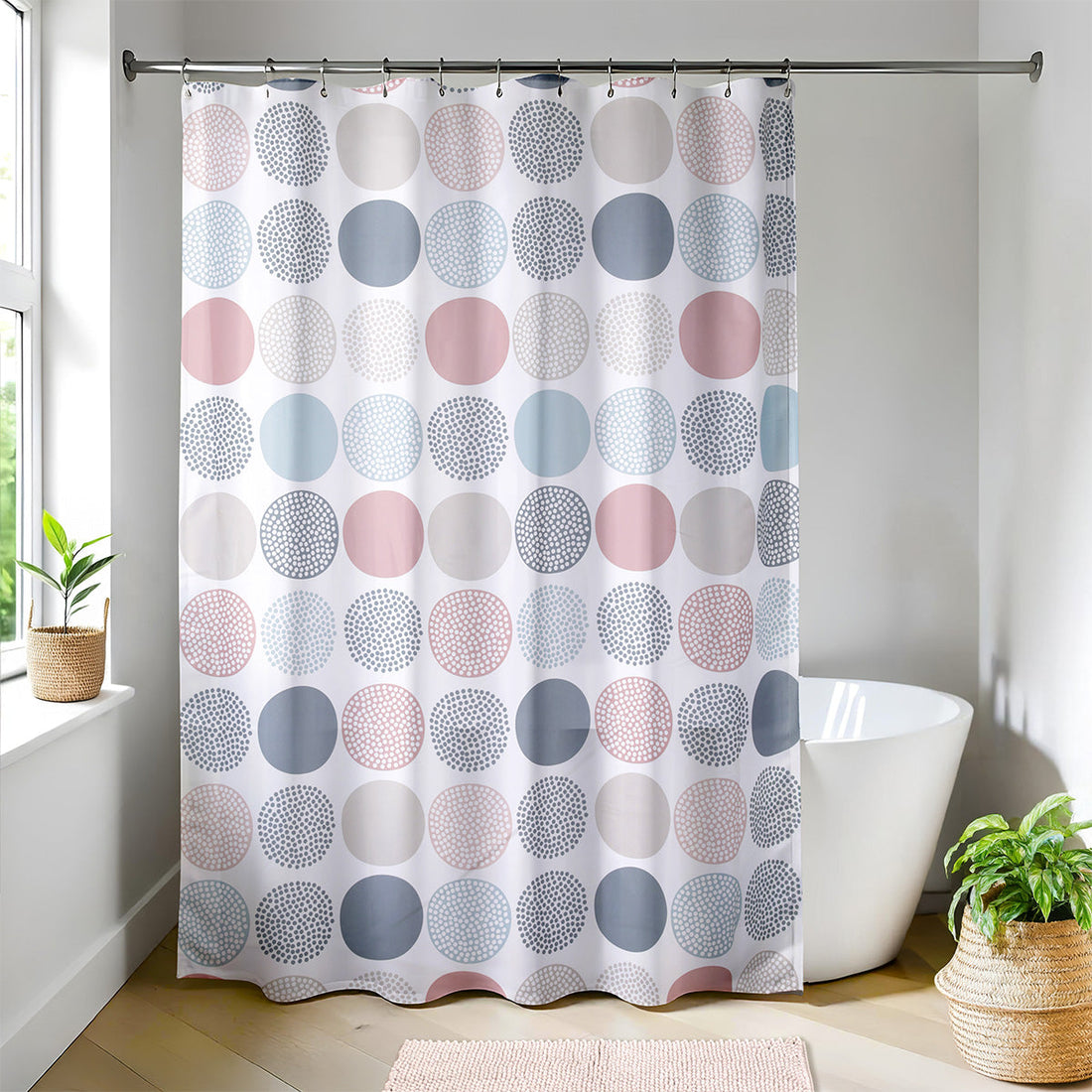 Perdea Duș Poliester 180x200 cm + 12 Inele PP Albe – Gaia