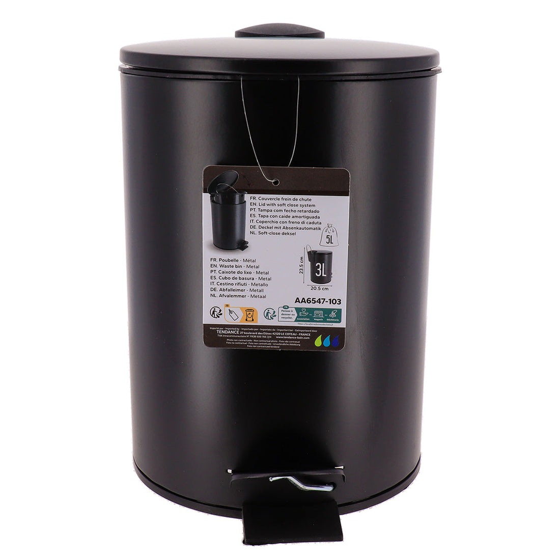 Coș de Gunoi Metalic Soft Close 3L - Negru