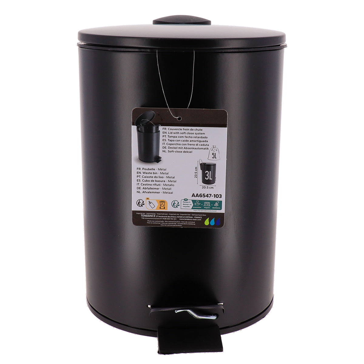 Coș de Gunoi Metalic Soft Close 3L - Negru