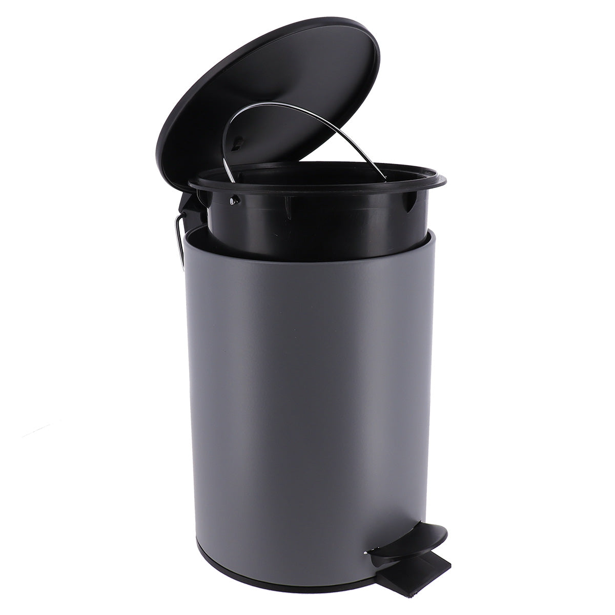 Coș De Gunoi Metalic Cu Închidere Lentă 3L - Gri/Negru