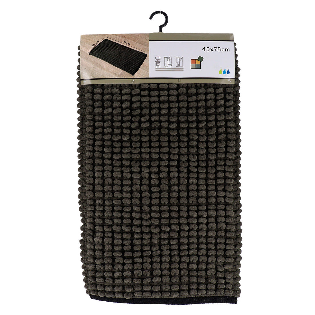 Covoraș Bicolor din Bumbac 45x75 cm - Kaki/Negru