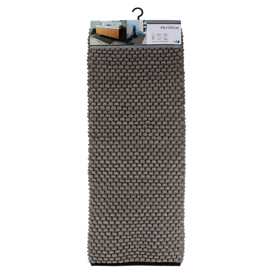 Covoraș Bicolor din Bumbac 45x120 cm – Gri/Negru